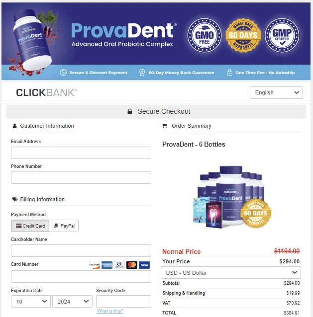 Provadent secure checkout